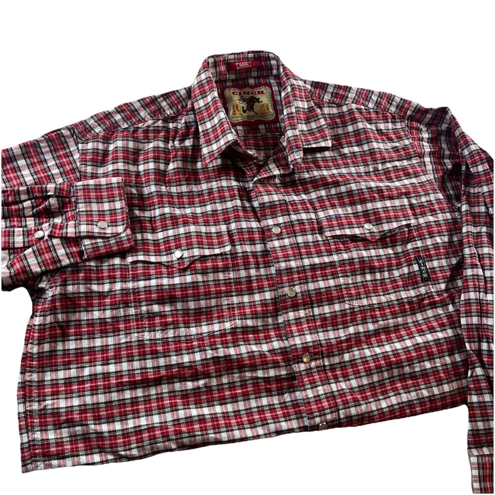 Cinch Shirt Red/Blue‎  Paisley Button Up Long Sleeve Western Cowboy Mens Large